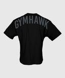 Playera oversize de entrenamiento para gym color negro - vista trasera
