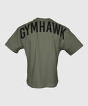 Playera oversize de entrenamiento para gym color olivo - vista trasera


